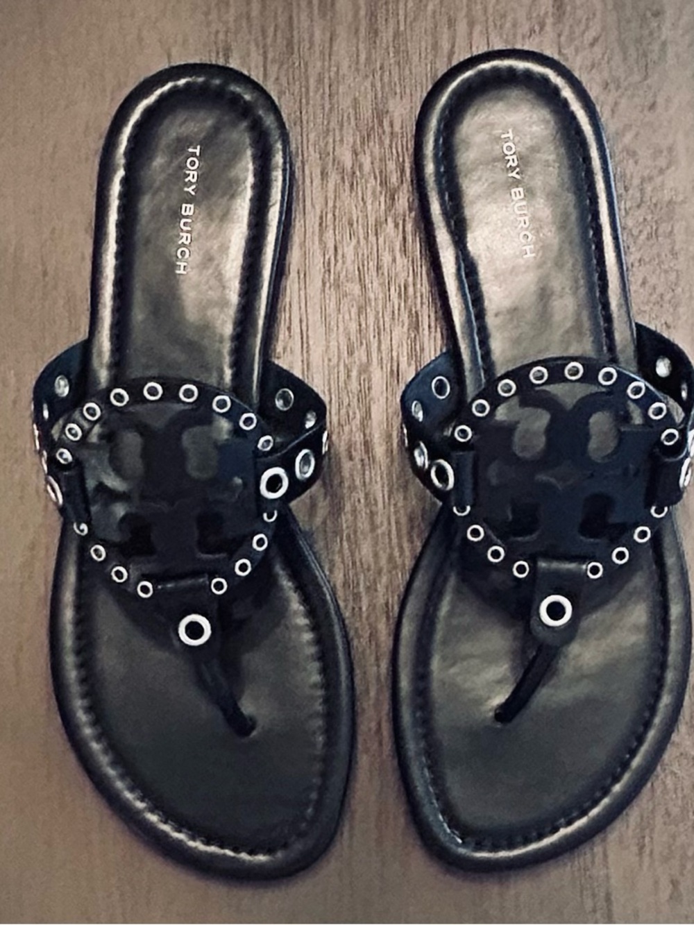 Tory Burch Black Miller Eyelet Sandal Size 8